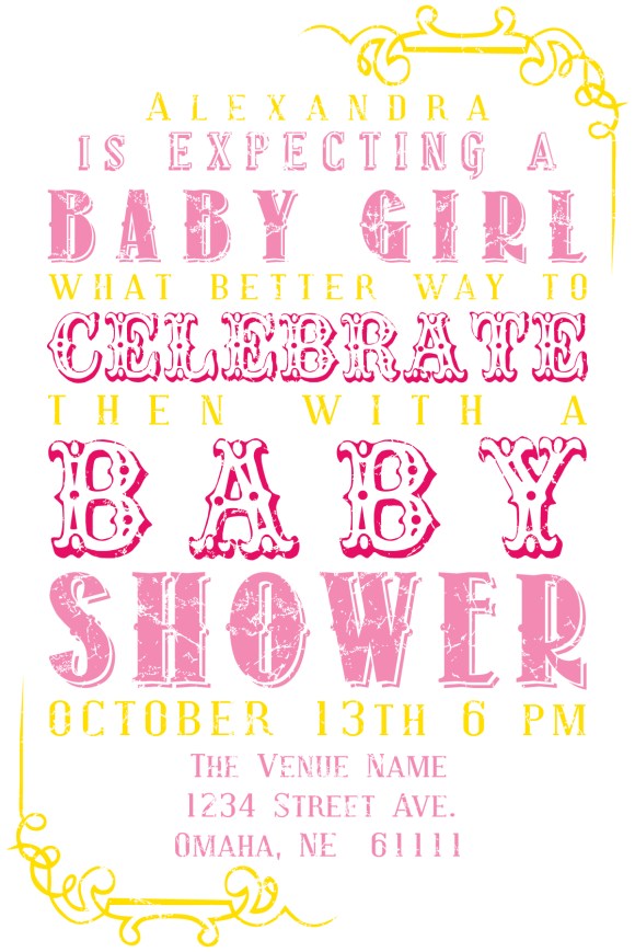 Baby Shower Vintage Girl Invite 1-01