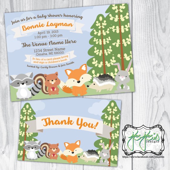 7 x 5 invite, front only 6 x 4 thank you, front only