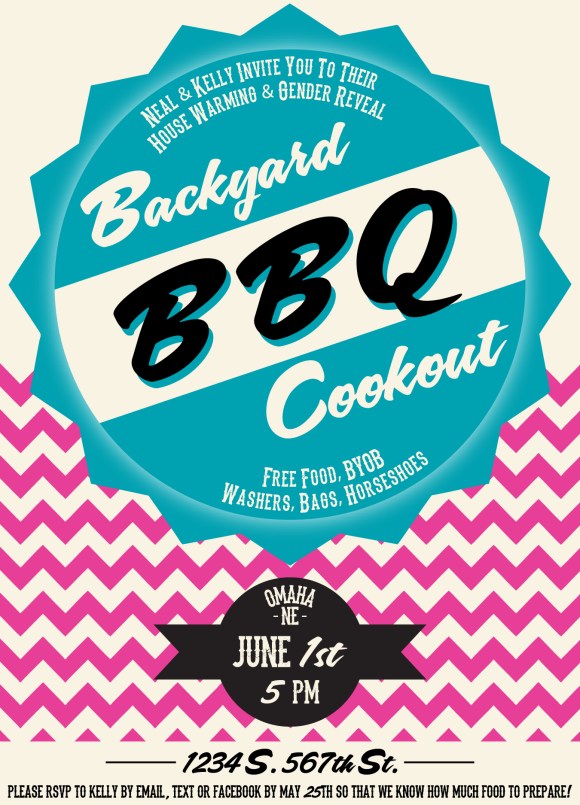 House Warming & Gender Reveal Invite, 5 x 7, one-sided